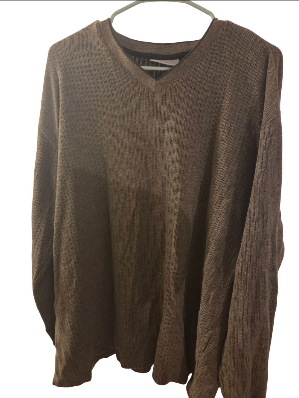 Farah Men's Brown Ribbed V-Neck Sweater